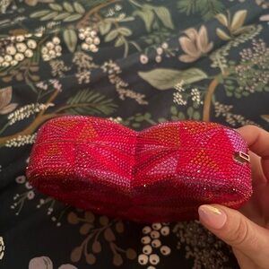 Judith Leiber Pink and Red Crystal Heart Clutch
